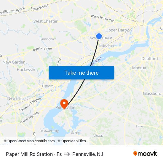 Paper Mill Rd Station - Fs to Pennsville, NJ map