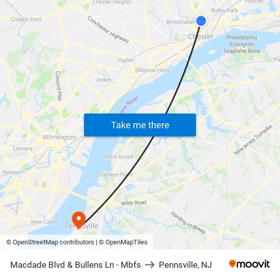 Macdade Blvd & Bullens Ln - Mbfs to Pennsville, NJ map