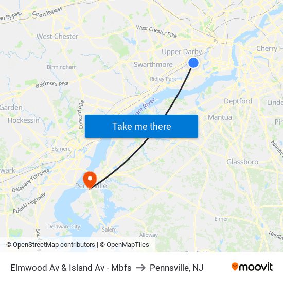 Elmwood Av & Island Av - Mbfs to Pennsville, NJ map