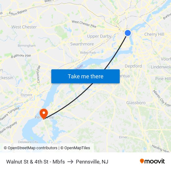 Walnut St & 4th St - Mbfs to Pennsville, NJ map