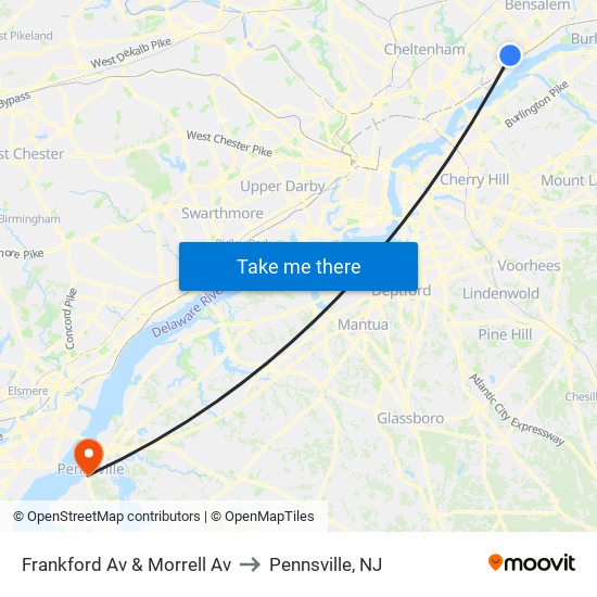 Frankford Av & Morrell Av to Pennsville, NJ map