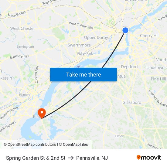 Spring Garden St & 2nd St to Pennsville, NJ map