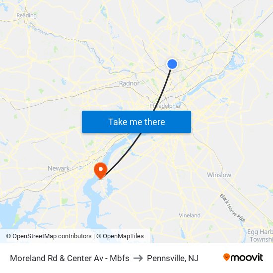 Moreland Rd & Center Av - Mbfs to Pennsville, NJ map