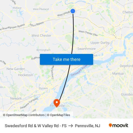 Swedesford Rd & W Valley Rd - FS to Pennsville, NJ map
