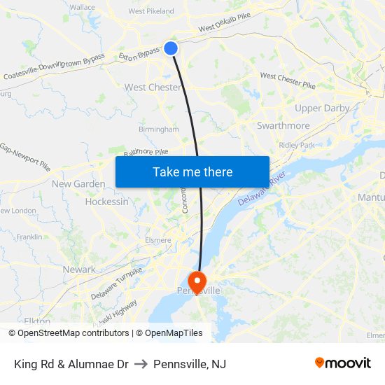 King Rd & Alumnae Dr to Pennsville, NJ map