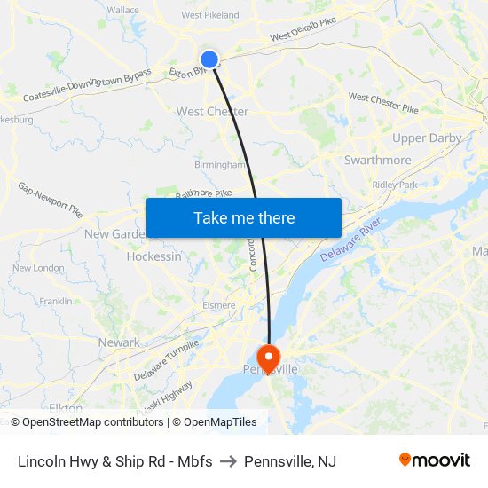 Lincoln Hwy & Ship Rd - Mbfs to Pennsville, NJ map