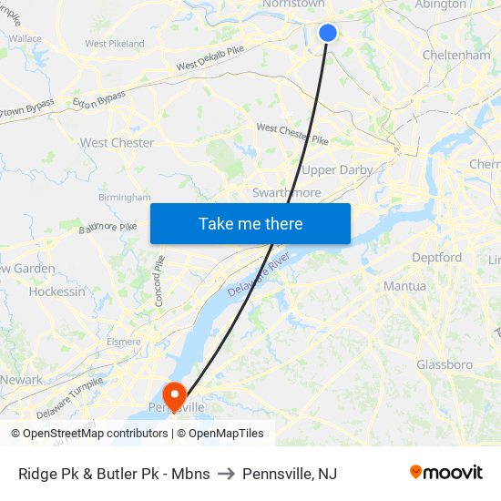 Ridge Pk & Butler Pk - Mbns to Pennsville, NJ map