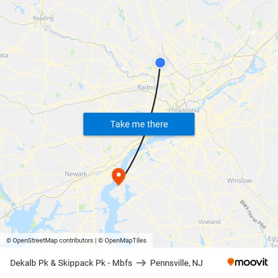 Dekalb Pk & Skippack Pk - Mbfs to Pennsville, NJ map