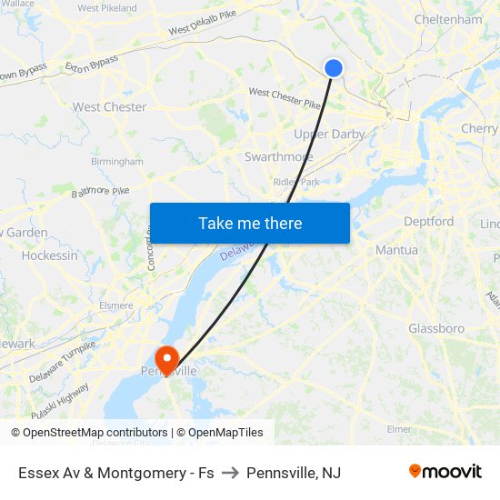 Essex Av & Montgomery - Fs to Pennsville, NJ map
