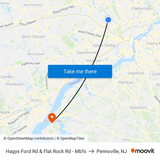 Hagys Ford Rd & Flat Rock Rd - Mbfs to Pennsville, NJ map