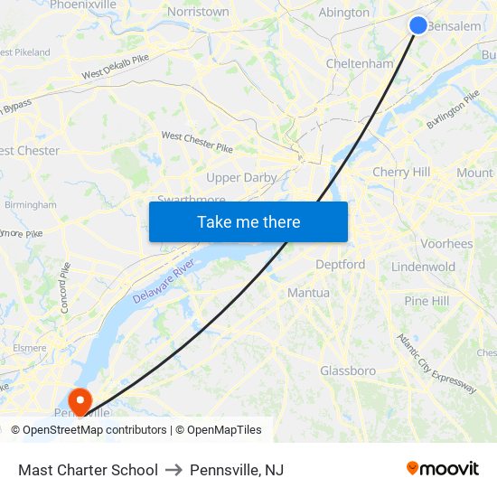 Mast Charter School to Pennsville, NJ map