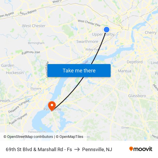 69th St Blvd & Marshall Rd - Fs to Pennsville, NJ map