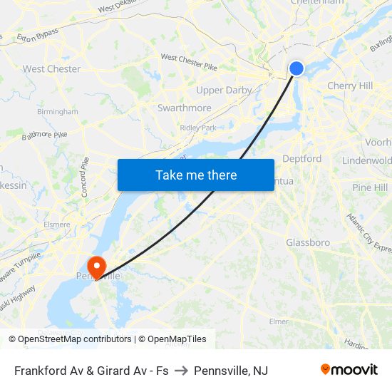 Frankford Av & Girard Av - Fs to Pennsville, NJ map