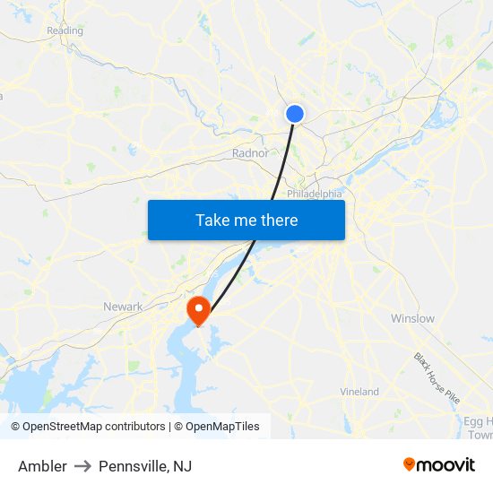 Ambler to Pennsville, NJ map