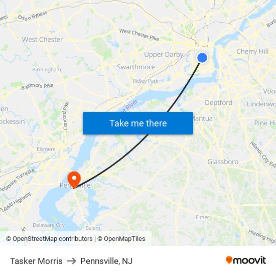 Tasker Morris to Pennsville, NJ map