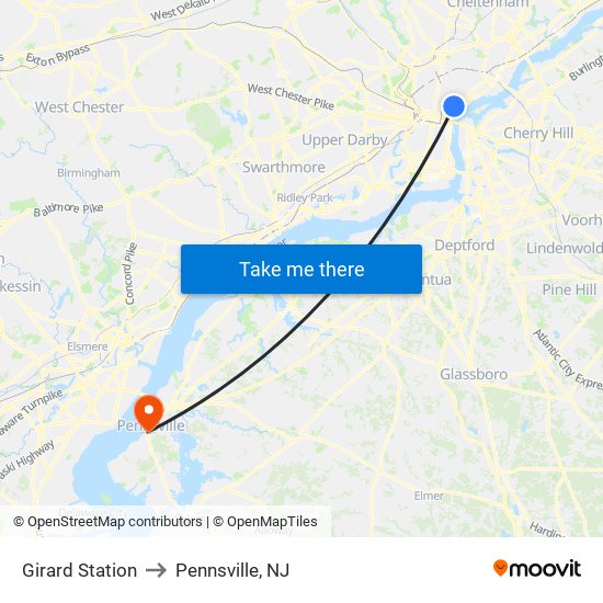 Girard Station to Pennsville, NJ map