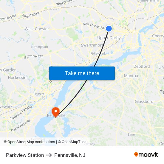 Parkview Station to Pennsville, NJ map