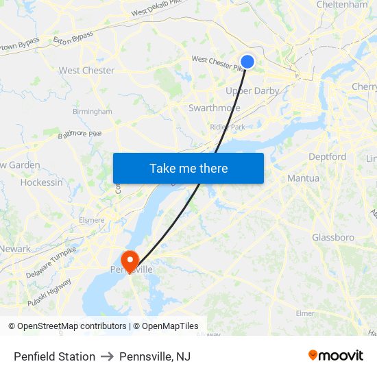 Penfield Station to Pennsville, NJ map