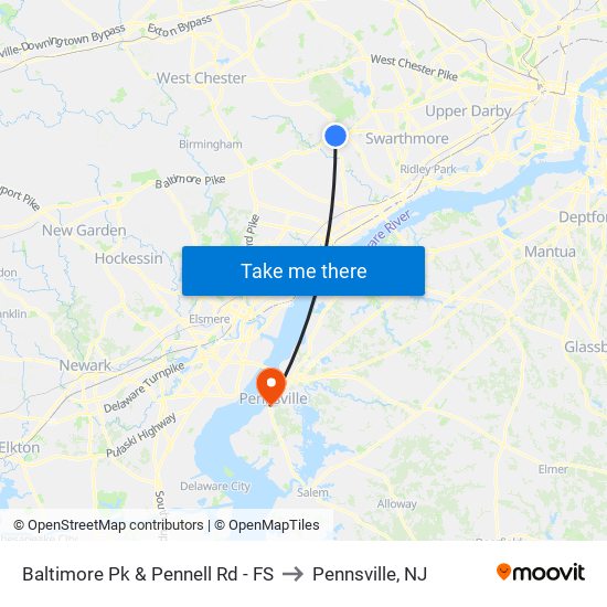 Baltimore Pk & Pennell Rd - FS to Pennsville, NJ map