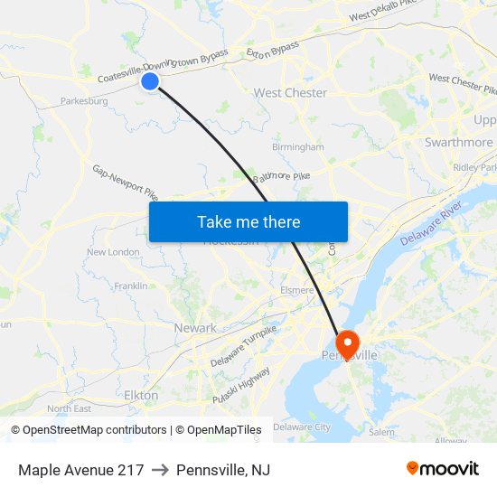 Maple Avenue 217 to Pennsville, NJ map