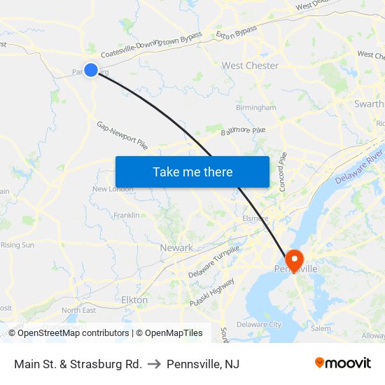 Main St. & Strasburg Rd. to Pennsville, NJ map