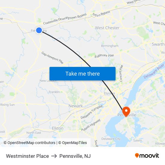 Westminster Place to Pennsville, NJ map