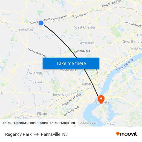 Regency Park to Pennsville, NJ map