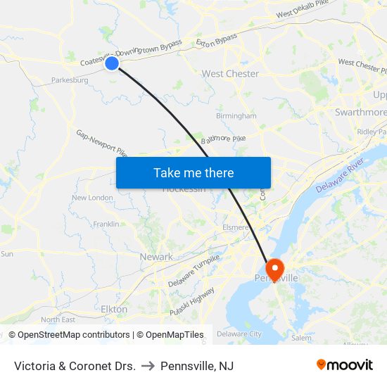 Victoria  &  Coronet Drs. to Pennsville, NJ map