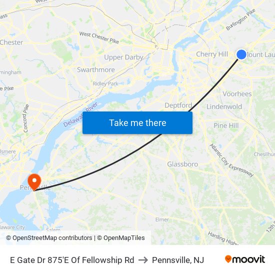 E Gate Dr 875'E Of Fellowship Rd to Pennsville, NJ map