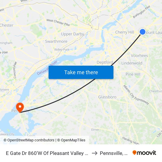 E Gate Dr 860'W Of Pleasant Valley Rd to Pennsville, NJ map