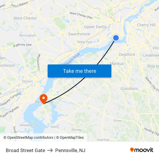 Broad Street Gate to Pennsville, NJ map