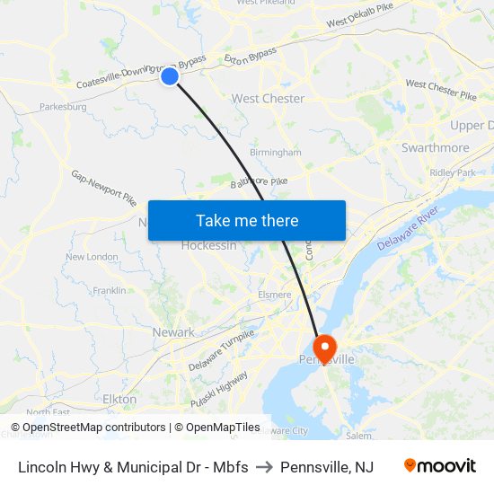 Lincoln Hwy & Municipal Dr - Mbfs to Pennsville, NJ map