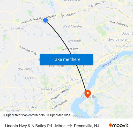 Lincoln Hwy & N Bailey Rd - Mbns to Pennsville, NJ map
