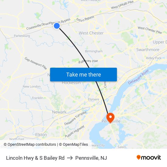Lincoln Hwy & S Bailey Rd to Pennsville, NJ map