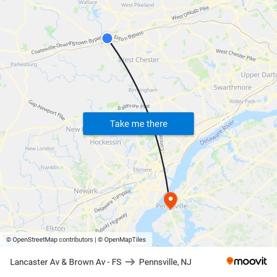 Lancaster Av & Brown Av - FS to Pennsville, NJ map