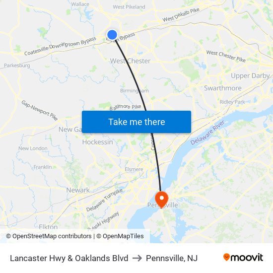 Lancaster Hwy & Oaklands Blvd to Pennsville, NJ map