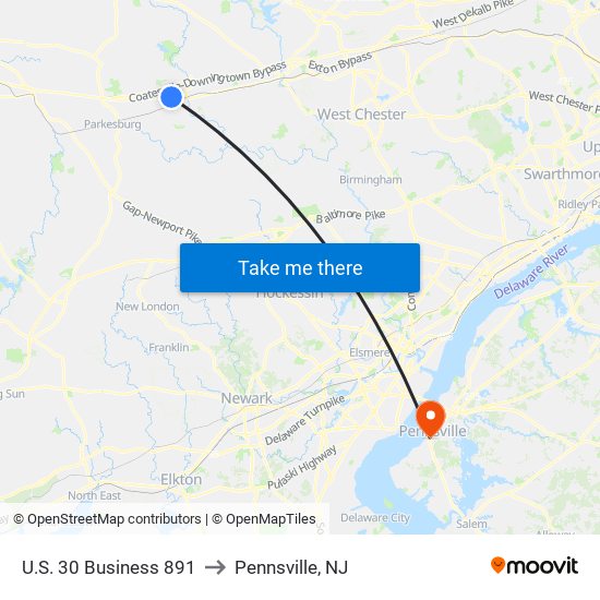 U.S. 30 Business 891 to Pennsville, NJ map