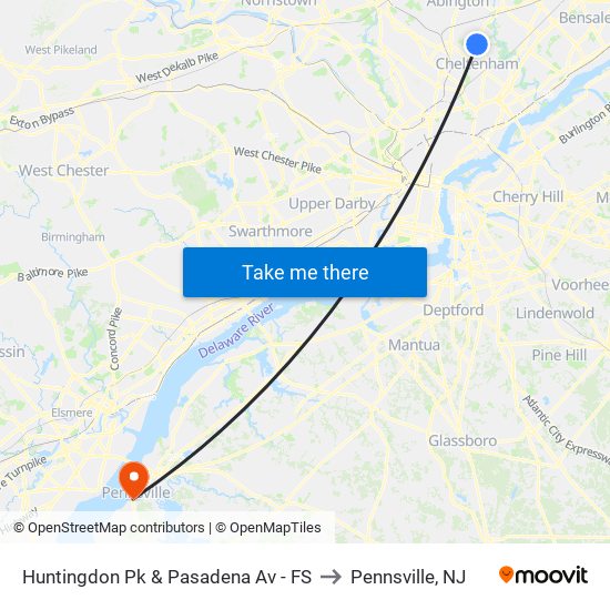 Huntingdon Pk & Pasadena Av - FS to Pennsville, NJ map