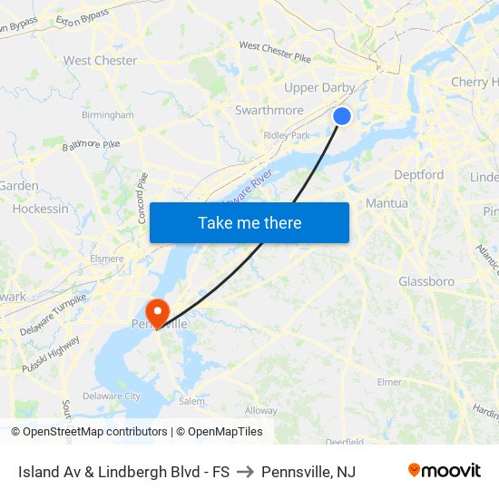 Island Av & Lindbergh Blvd - FS to Pennsville, NJ map