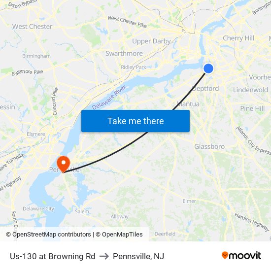 Us-130 at Browning Rd to Pennsville, NJ map