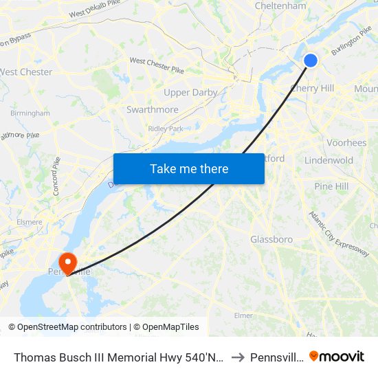 Thomas Busch III Memorial Hwy 540'N Of National H# to Pennsville, NJ map