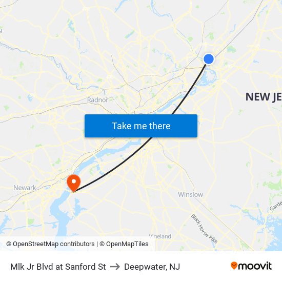 Mlk Jr Blvd at Sanford St to Deepwater, NJ map
