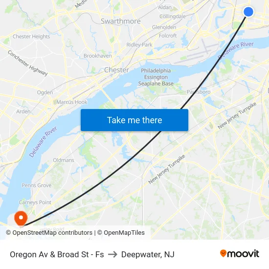 Oregon Av & Broad St - Fs to Deepwater, NJ map