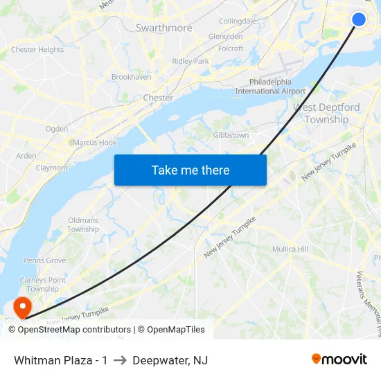 Whitman Plaza - 1 to Deepwater, NJ map