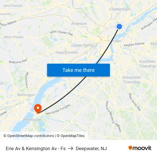 Erie Av & Kensington Av - Fs to Deepwater, NJ map