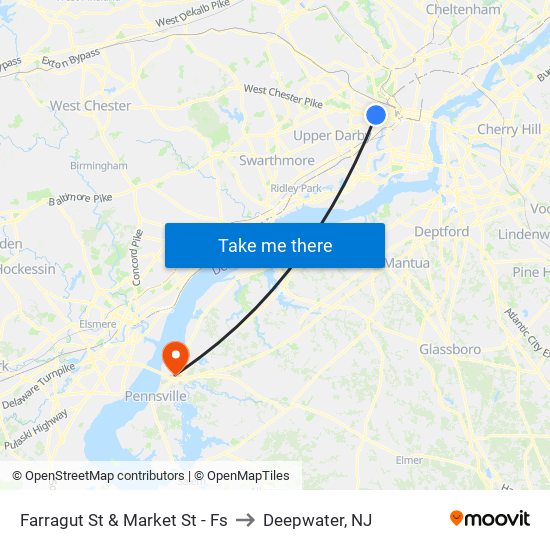 Farragut St & Market St - Fs to Deepwater, NJ map