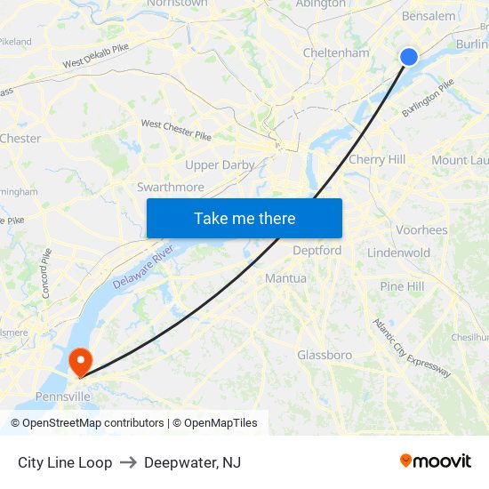 City Line Loop to Deepwater, NJ map