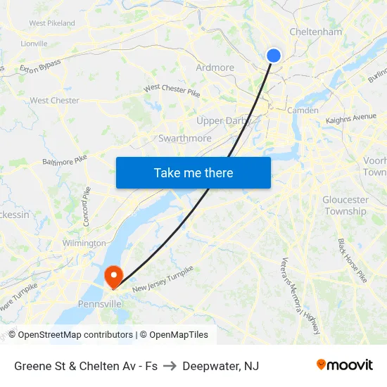 Greene St & Chelten Av - Fs to Deepwater, NJ map