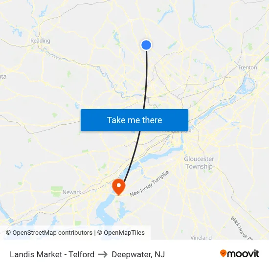 Landis Market - Telford to Deepwater, NJ map