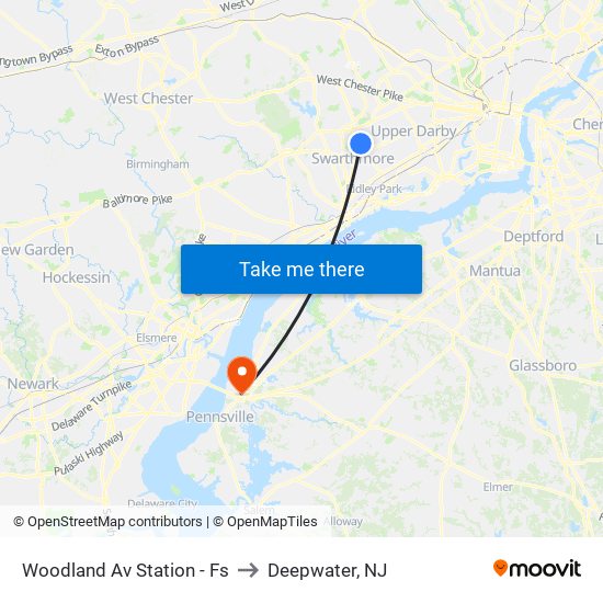 Woodland Av Station - Fs to Deepwater, NJ map